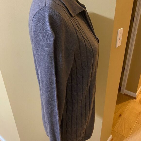 Alia Grey Front Zipper Long Sleeve Cardigan Size Small - Picture 3 of 8
